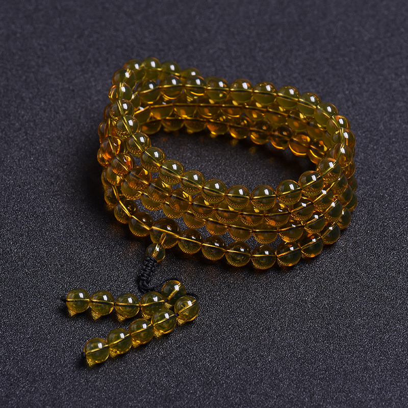 净水琥珀佛珠-红掌柜