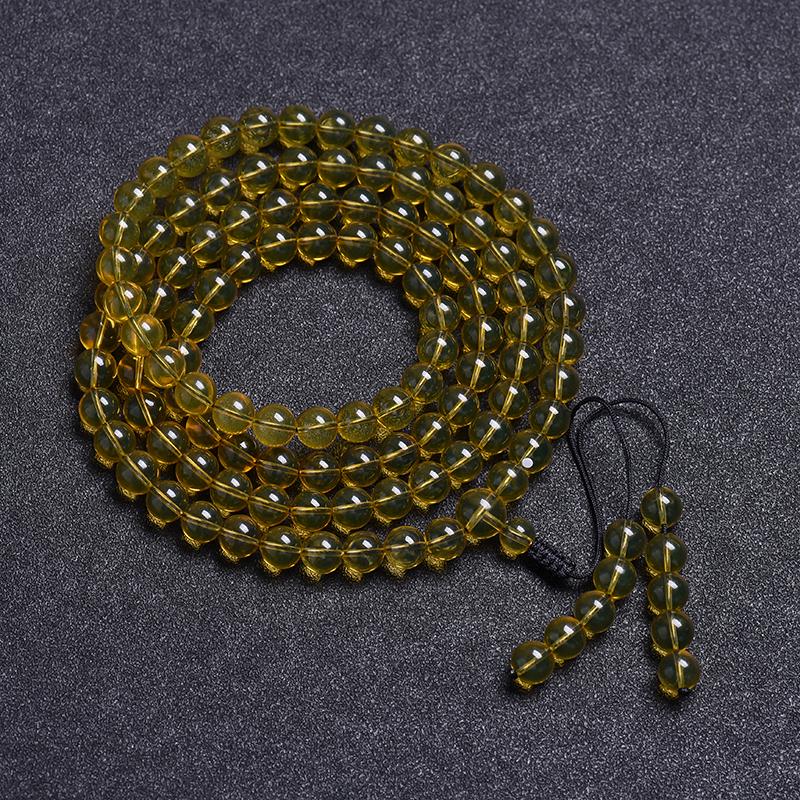 净水琥珀佛珠-红掌柜