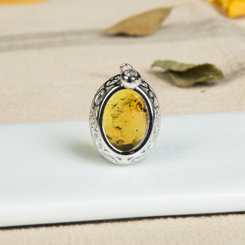 缅甸天然琥珀吊坠-红掌柜