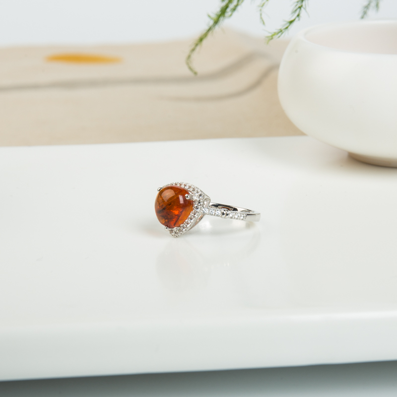 缅甸琥珀戒指-红掌柜