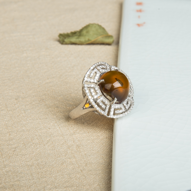 缅甸琥珀戒指-红掌柜