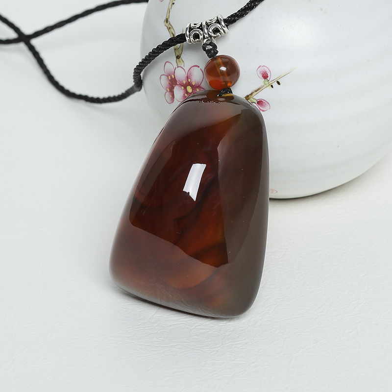 缅甸棕红琥珀挂件-红掌柜