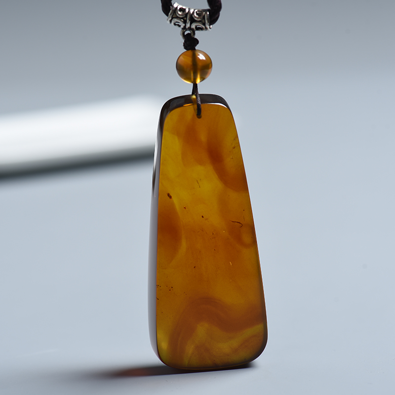 浅金棕珀琥珀吊坠 - 红掌柜