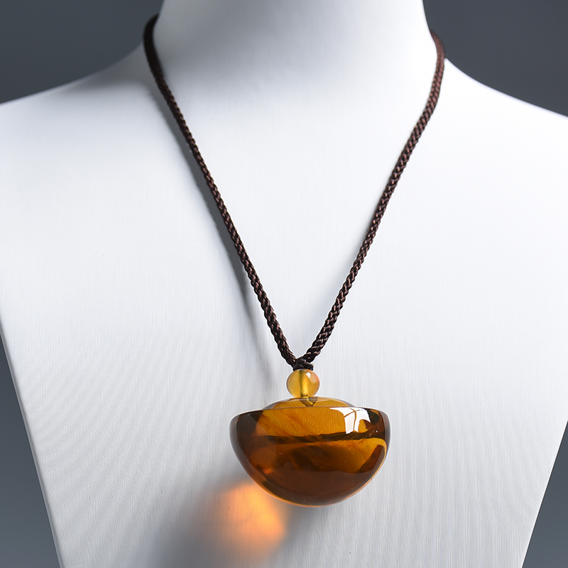 缅甸天然浅金棕珀吊坠 - 红掌柜