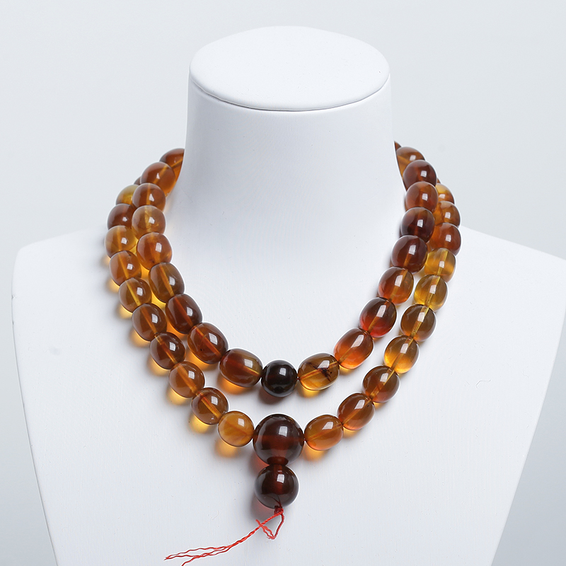 多圈桶珠琥珀手串-红掌柜