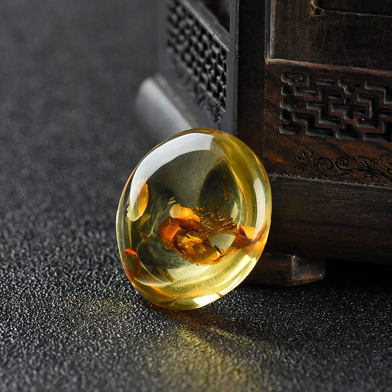 墨西哥天然琥珀平安扣吊坠-红掌柜