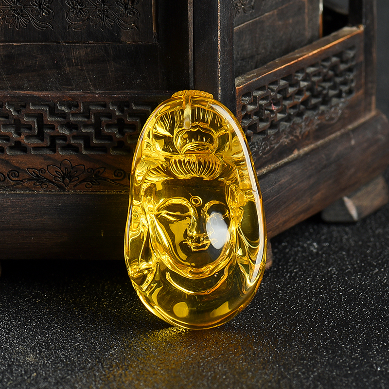 天然金珀观音吊坠-红掌柜