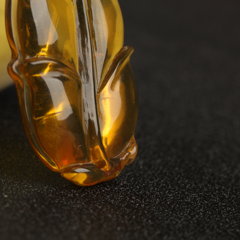 缅甸金珀叶子吊坠-红掌柜