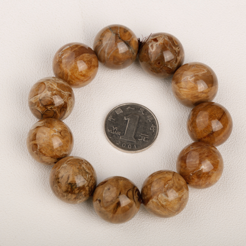 缅甸天然琥珀单圈手串-红掌柜