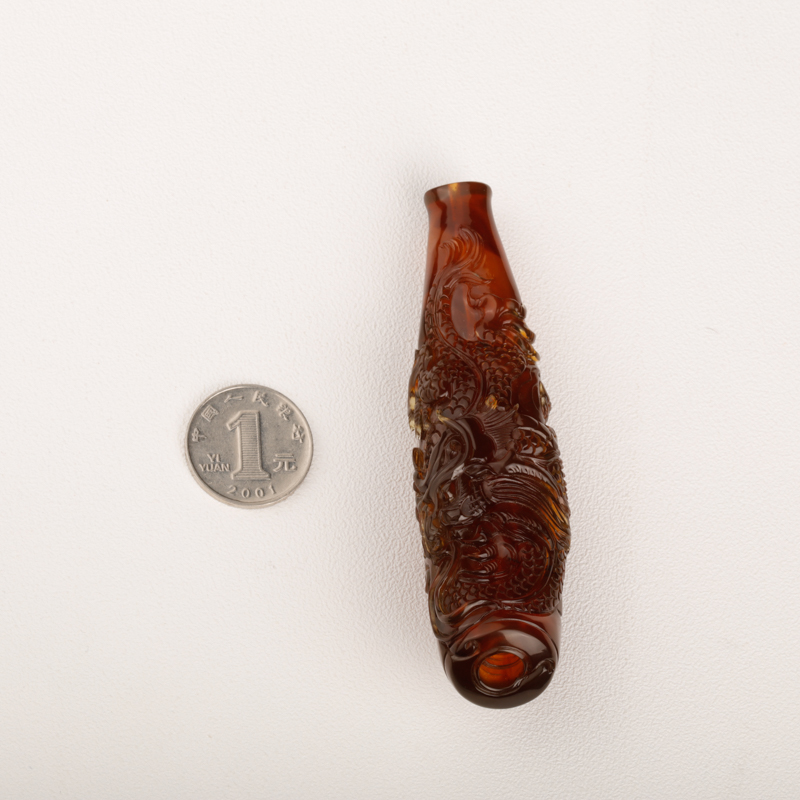 缅甸天然琥珀辰龙烟嘴-红掌柜