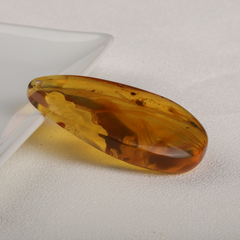 天然金棕珀阴雕一路连科吊坠-红掌柜