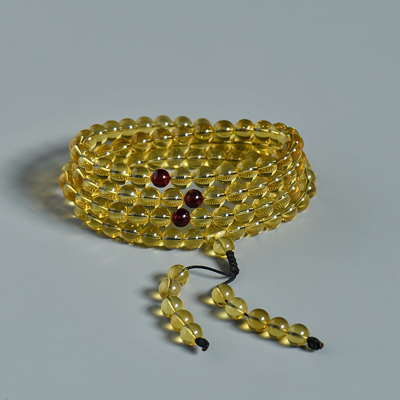 缅甸7.5mm金珀108佛珠-红掌柜