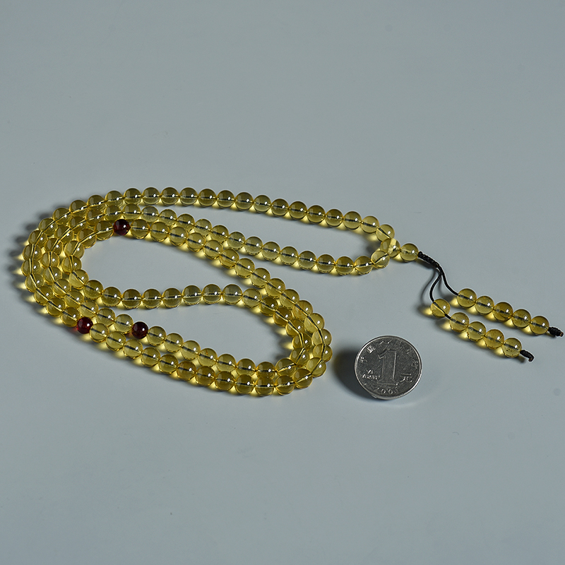 天然缅甸7.5mm金珀佛珠-红掌柜