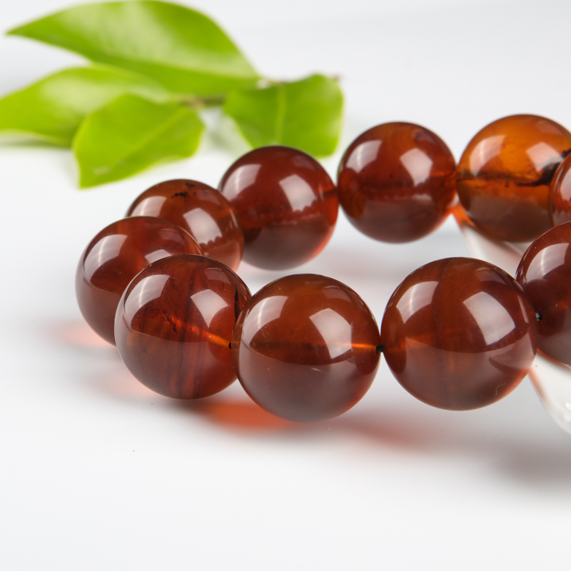 22.2mm天然棕珀手串-红掌柜