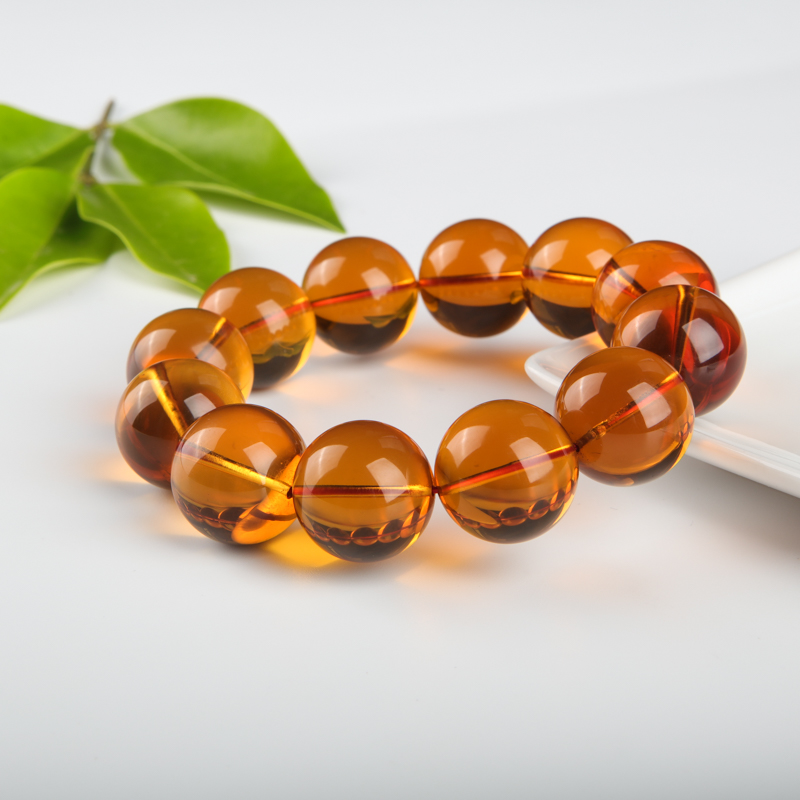 18.4mm缅甸金红珀手串-红掌柜
