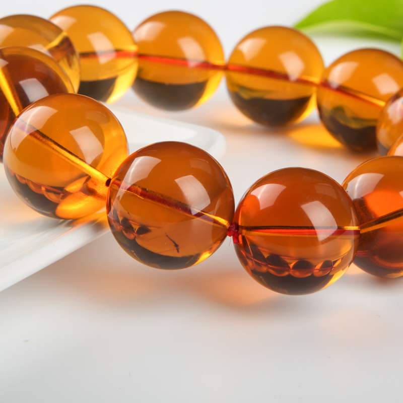 缅甸金红珀手串-红掌柜