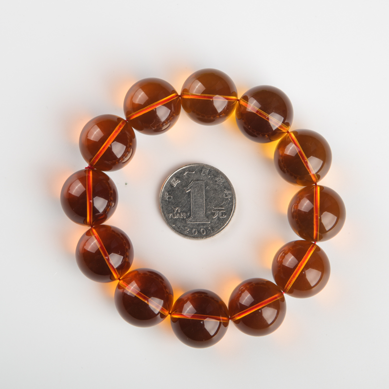 天然缅甸金红珀手串-红掌柜