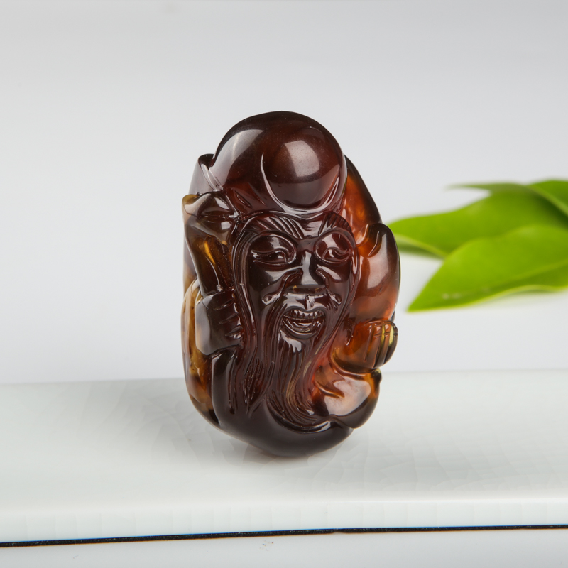 棕珀寿星公吊坠-红掌柜