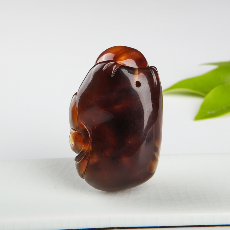 缅甸棕珀寿星公吊坠-红掌柜