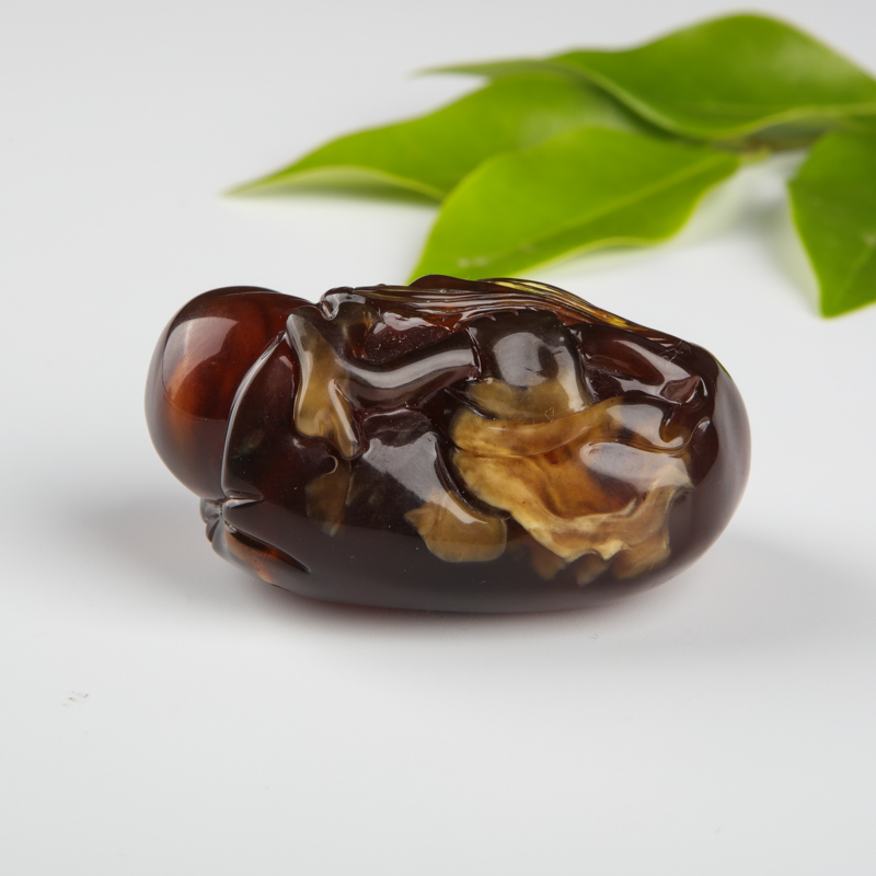 天然缅甸棕珀寿星公吊坠-红掌柜