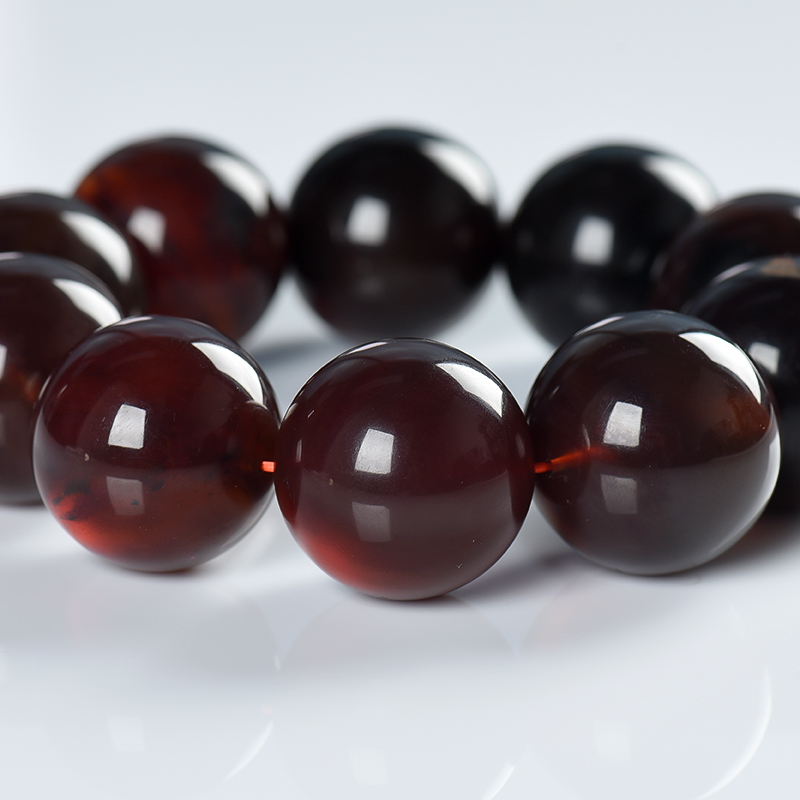26.1mm天然棕珀单圈手串-红掌柜