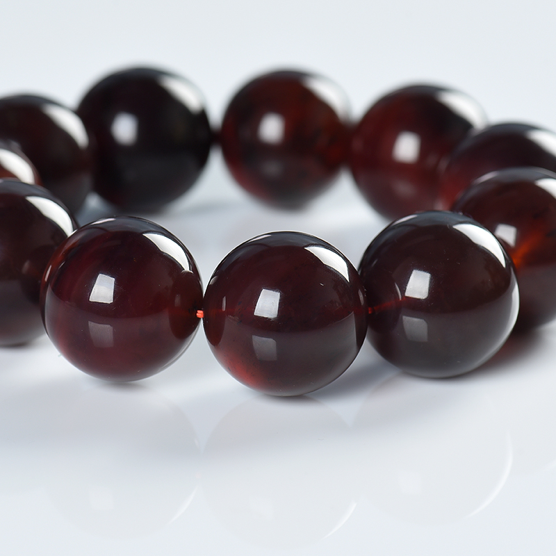 23.5mm天然棕珀单圈手串-红掌柜