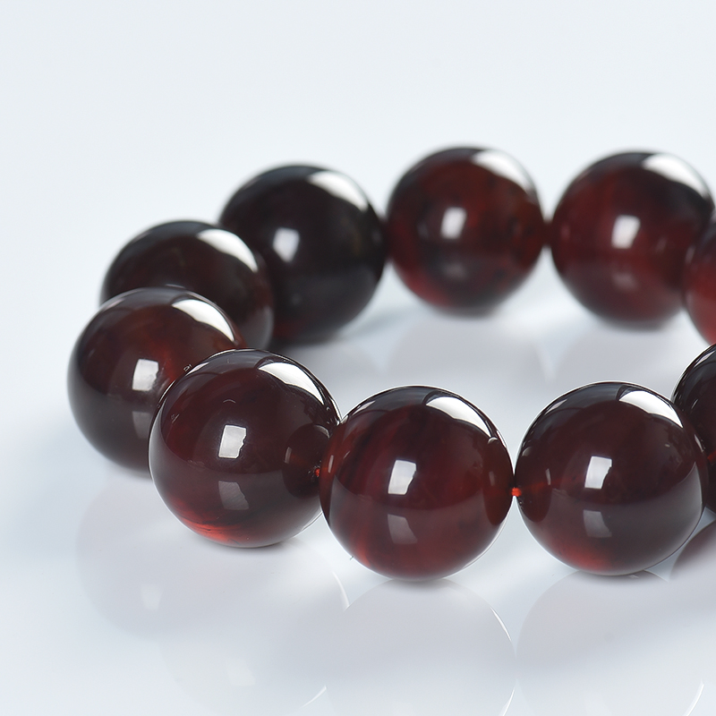 天然棕珀单圈手串-红掌柜