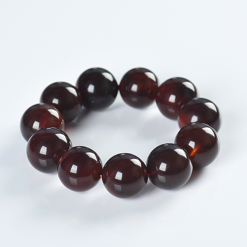 缅甸棕珀单圈手串-红掌柜