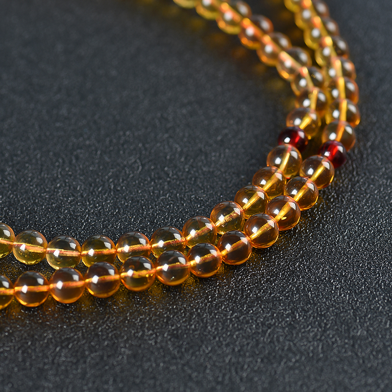 缅甸天然棕珀佛珠-红掌柜