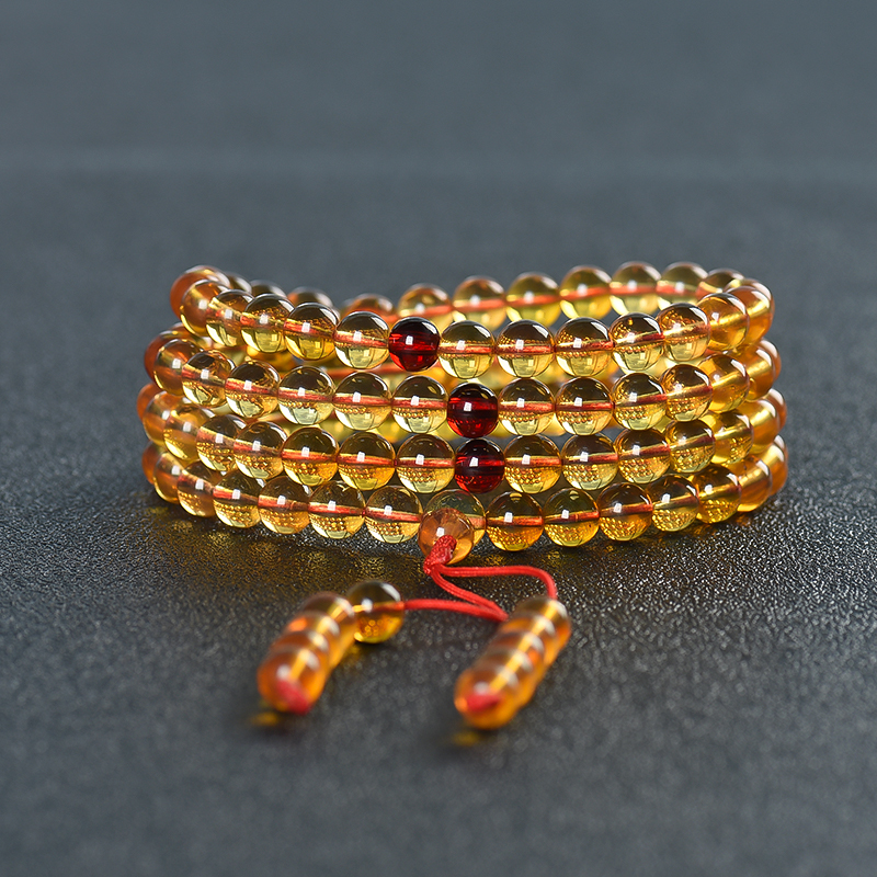 棕珀108佛珠-红掌柜