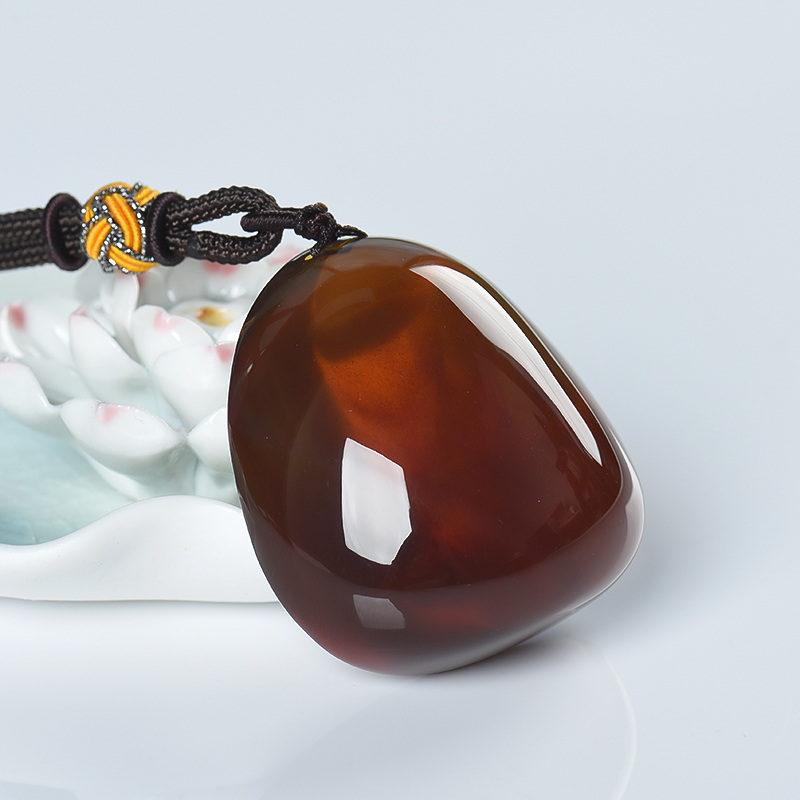 天然棕珀随形吊坠-红掌柜