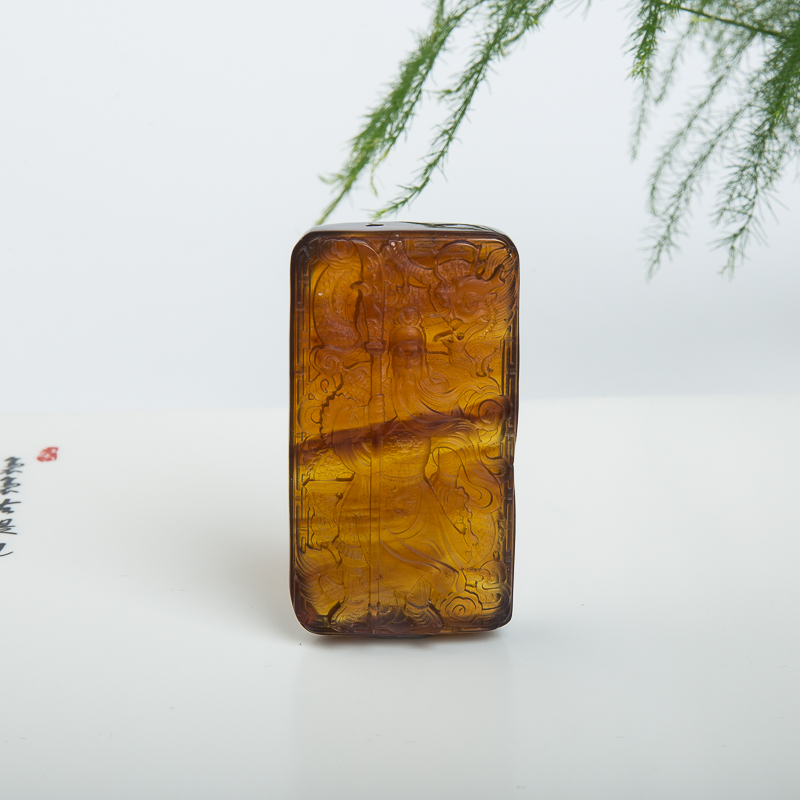 棕珀关羽吊坠-红掌柜