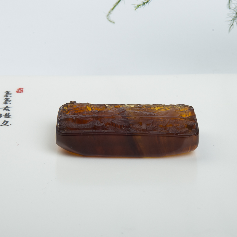 缅甸棕珀关羽吊坠-红掌柜