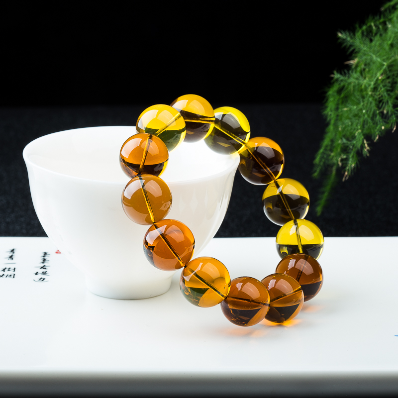 缅甸琥珀单圈手串-红掌柜