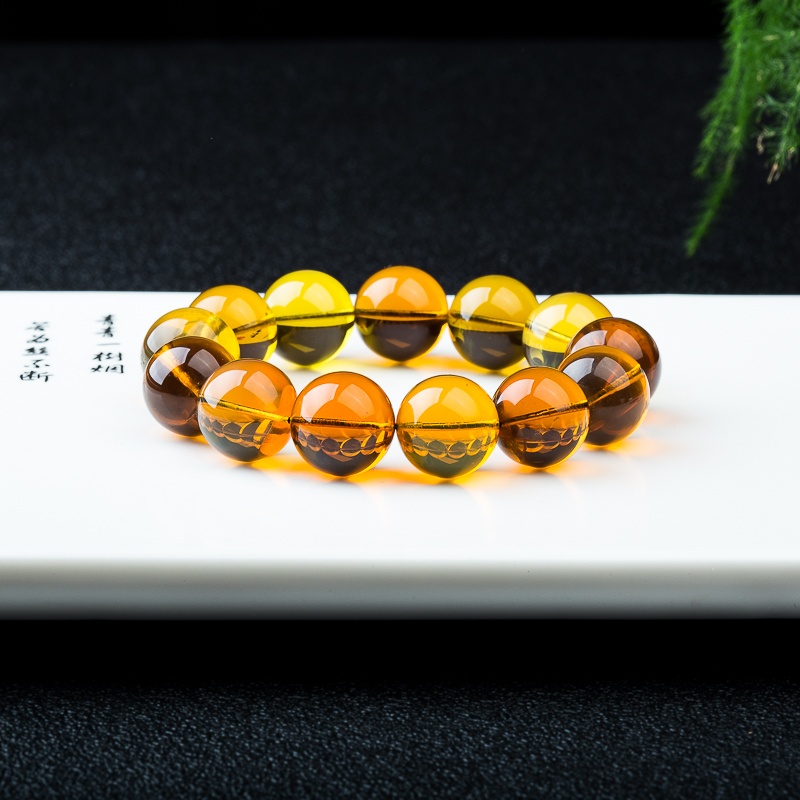 16.2mm天然缅甸琥珀手串-红掌柜