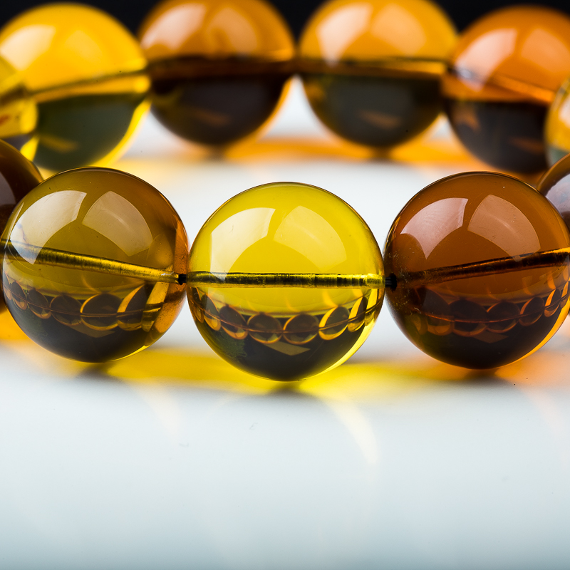 天然缅甸琥珀单圈手串-红掌柜