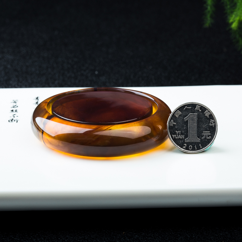 54mm天然缅甸棕珀手镯套装-红掌柜