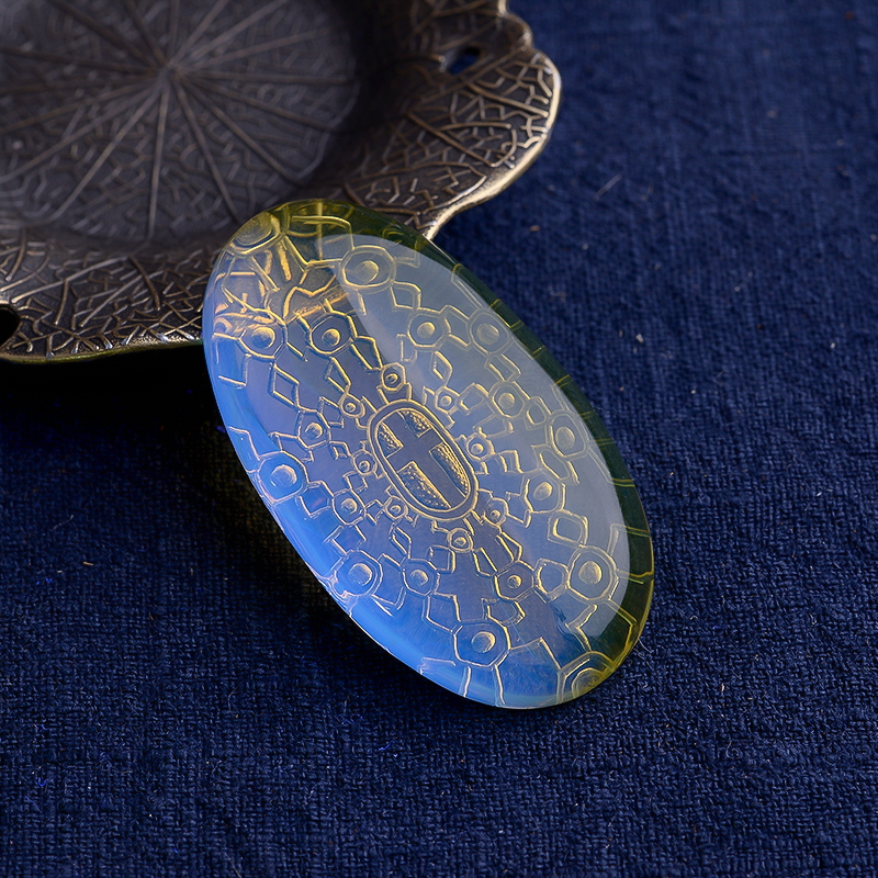 蓝珀阴雕十字 - 红掌柜珠宝