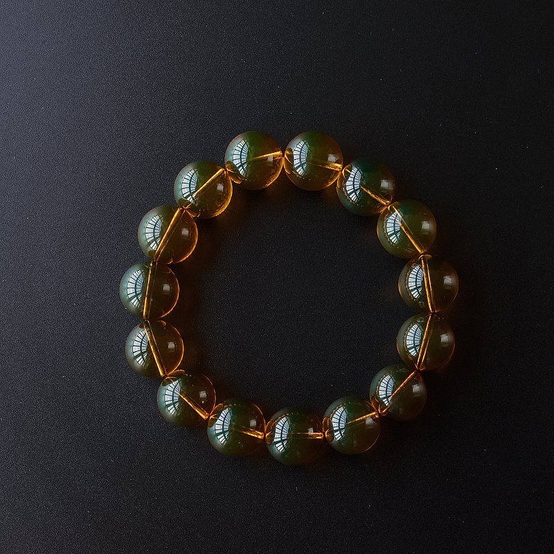 14mm3A级墨西哥蓝珀手串-红掌柜