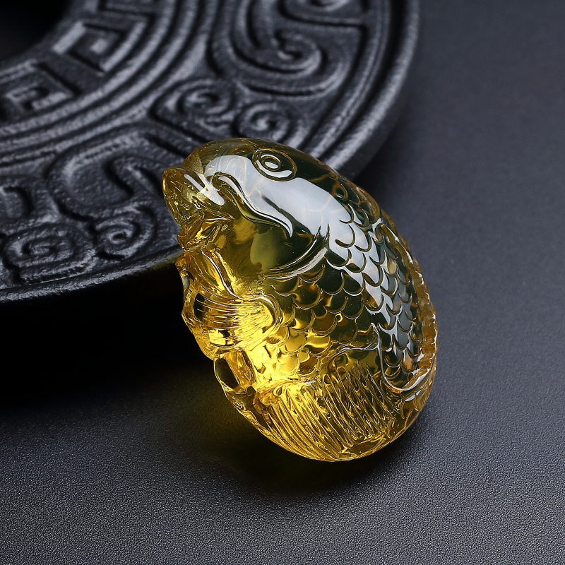 蓝珀鱼吊坠-红掌柜