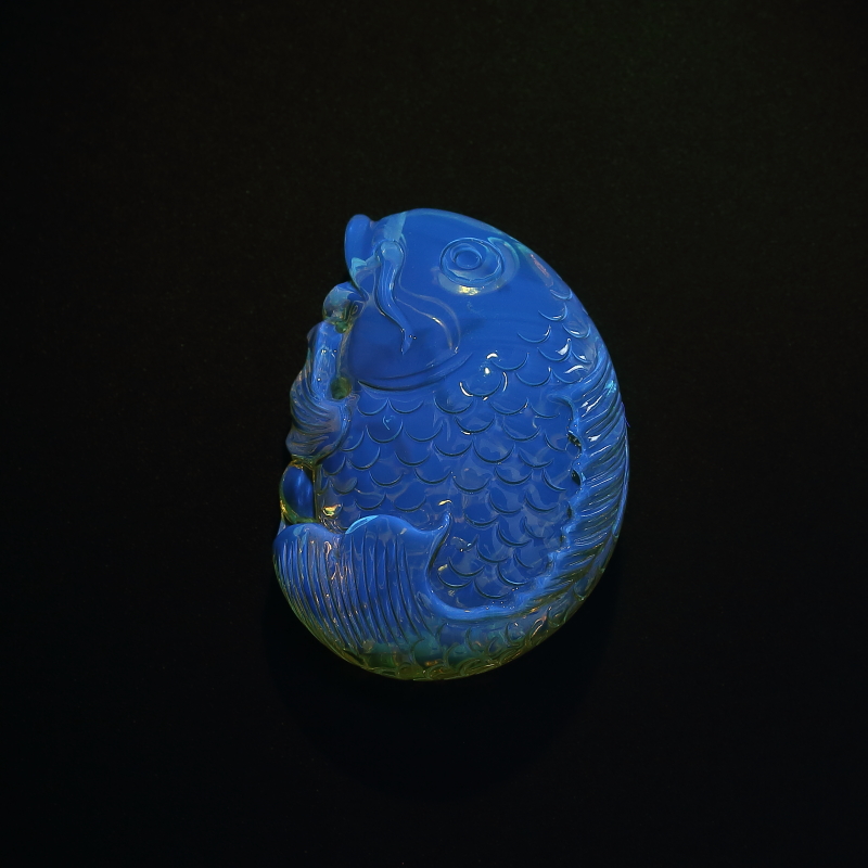 墨西哥蓝珀鱼吊坠-红掌柜