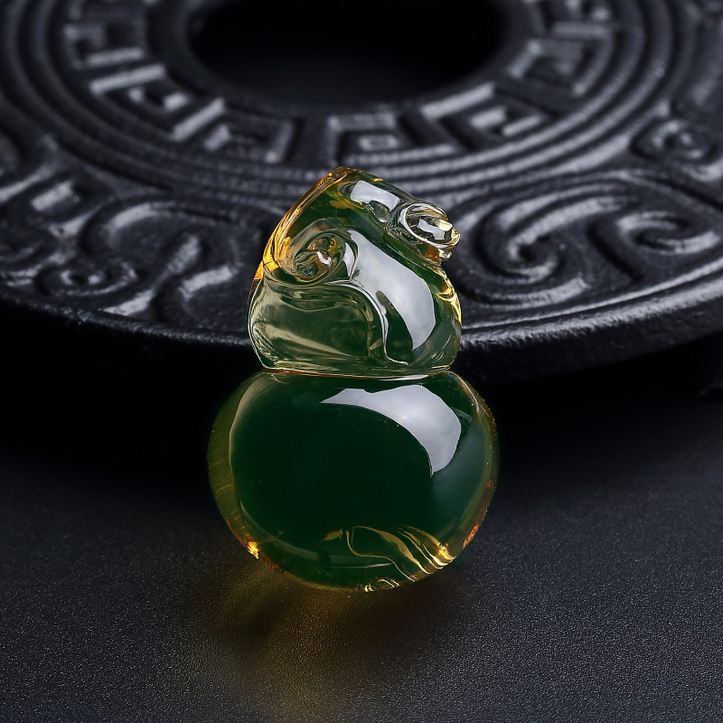 高蓝蓝珀葫芦吊坠-红掌柜