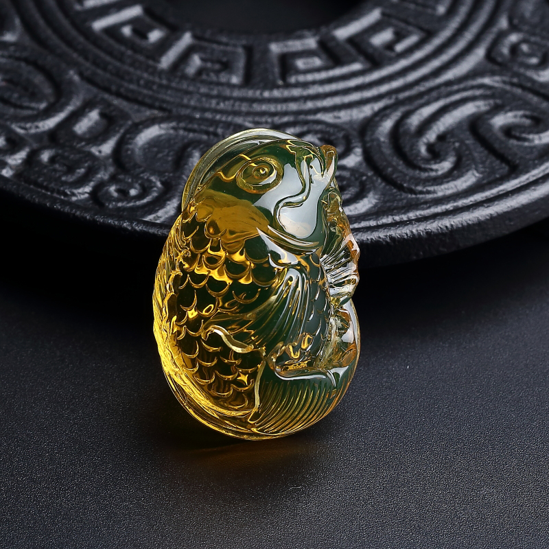 墨西哥高蓝蓝珀鱼吊坠-红掌柜