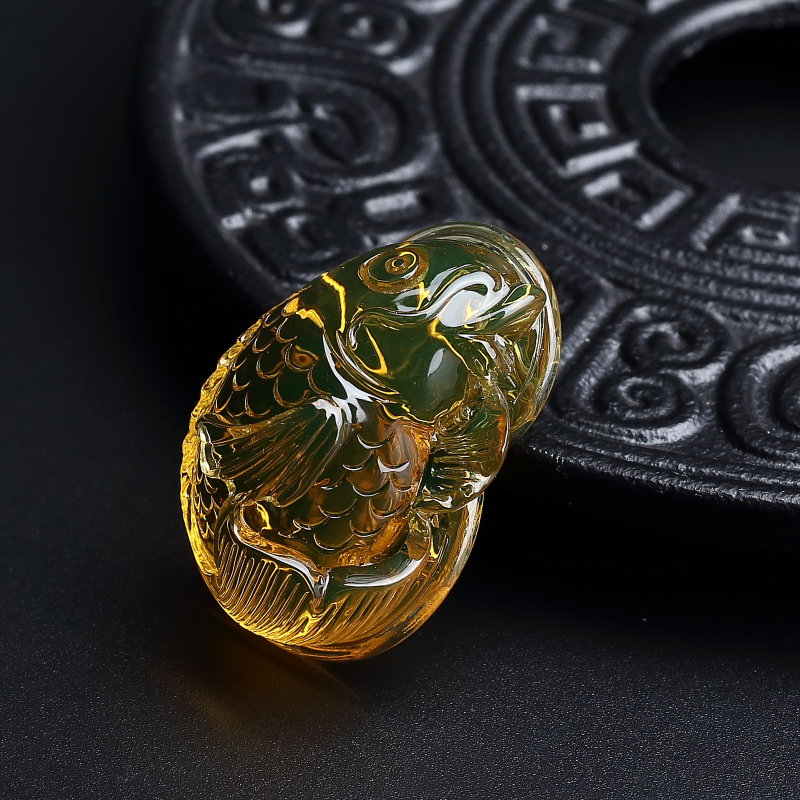 蓝珀鱼吊坠-红掌柜