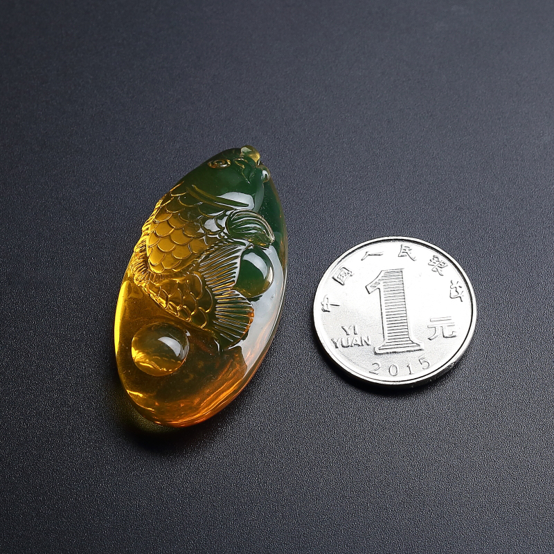 墨西哥蓝珀吊坠-红掌柜