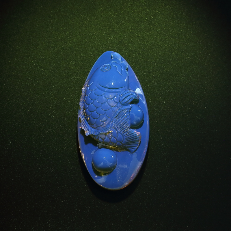 墨西哥蓝珀鱼吊坠-红掌柜