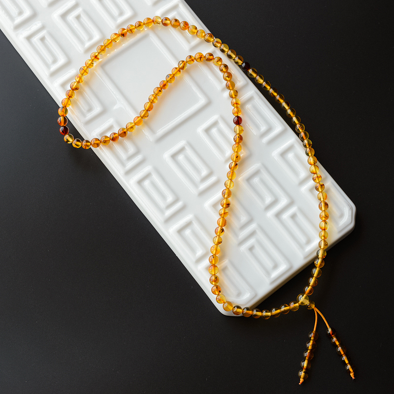 天然琥珀108-红掌柜