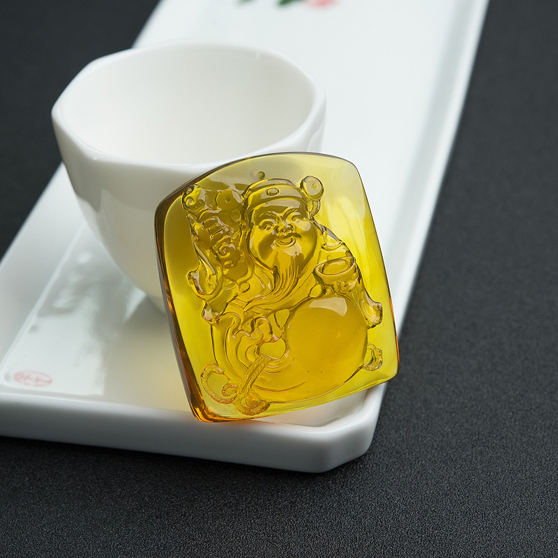 墨西哥蓝珀财神吊坠-红掌柜