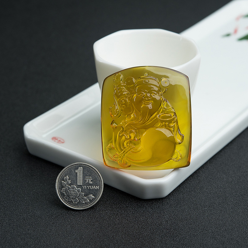 天然蓝珀吊坠-红掌柜