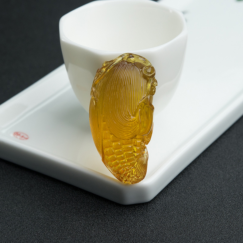 天然墨西哥蓝珀多子多福吊坠-红掌柜